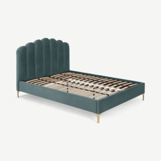 An Image of Delia Super King Size Bed, Marine Green Velvet