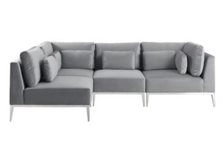 An Image of Cassie Left Hand Corner Sofa – Dove Grey – Stainless Steel Base