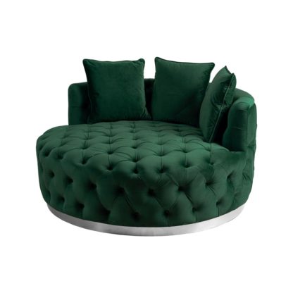 An Image of Frankfurt Loveseat - Bottle Green - Silver base