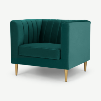 An Image of Amicie Armchair, Seafoam Blue velvet