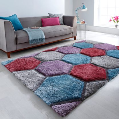 An Image of Honeycomb Rug MultiColoured