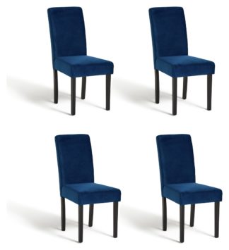 An Image of Argos Home Midback Velvet Dining Chairs - Navy