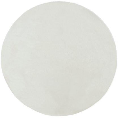 An Image of Faux Fur Supersoft Lush Circle Rug Grey