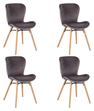 An Image of Habitat Etta Velvet Dining Chair - Grey