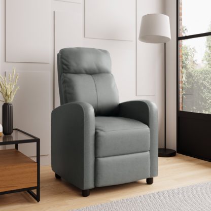 An Image of Mason Faux Leather Recliner Black