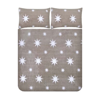 An Image of Snuggle Fleece Bedding Set - Grey Star - King