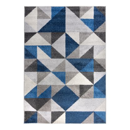 An Image of Geo Squares Rug Yellow, Grey and White