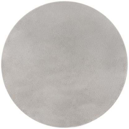 An Image of Faux Fur Supersoft Lush Circle Rug Grey