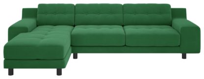 An Image of Habitat Hendricks Left Corner Velvet Chaise - Teal