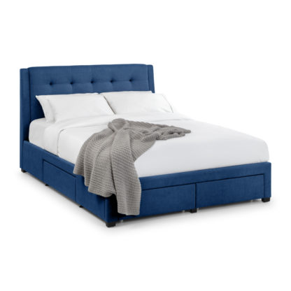 An Image of Fullerton Blue Fabric 4 Drawer Storage Bed Frame Only - 6ft Super King Size