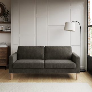 An Image of Jacob Cord 3 Seater Sofa Charcoal