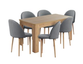 An Image of Habitat Miami Extending Dining Table & 6 Grey Chairs