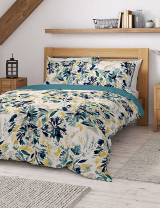 An Image of M&S Pure Cotton Watercolour Floral Bedding Set