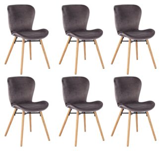 An Image of Habitat Etta Velvet Dining Chair - Grey