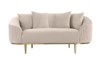 An Image of Ella Two Seat Sofa - Chalk - Brass Base