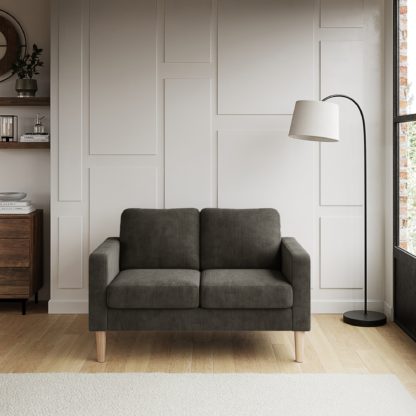 An Image of Jacob Cord Compact 2 Seater Sofa Charcoal