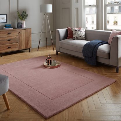 An Image of Boston Wool Border Rug Blush