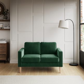 An Image of Jacob Velvet Compact 2 Seater Sofa Bottle (Green)