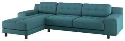 An Image of Habitat Hendricks Left Corner Fabric Chaise - Blue