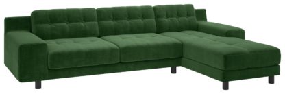 An Image of Habitat Hendricks Right Corner Velvet Chaise - Moss Green