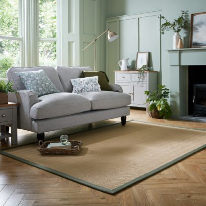 An Image of Herringbone Border Rug Herringbone Border Green