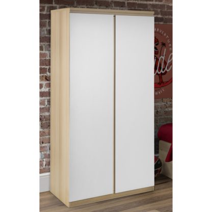 An Image of Jupiter Oak and White 2 Door Wardrobe