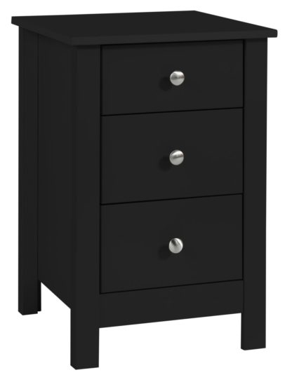 An Image of Habitat Osaka 3 Drawer Bedside Table - Black