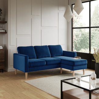 An Image of Jacob Velvet Compact Corner Chaise Sofa Luxe Navy