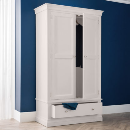 An Image of Clermont Light Grey Wooden Combination Wardrobe