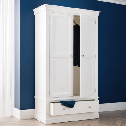 An Image of Clermont White Wooden Combination Wardrobe