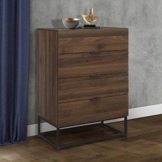 An Image of Houston Walnut Wooden 4 Drawer Chest