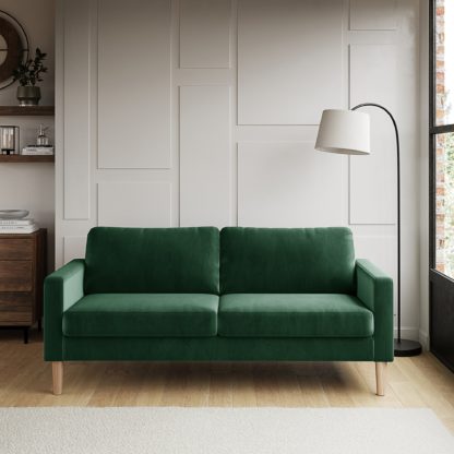 An Image of Jacob Velvet 3 Seater Sofa Bottle (Green)