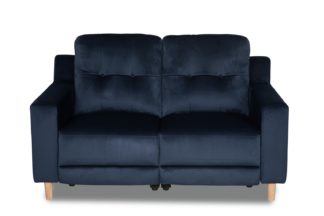 An Image of Habitat Emerson 2 Seater Velvet Recliner Sofa - Navy