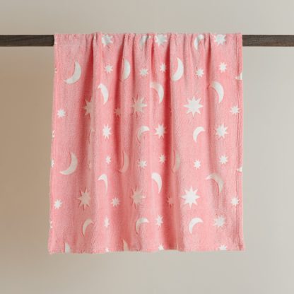 An Image of Glow In The Dark Moon and Stars Coral Blanket Coral