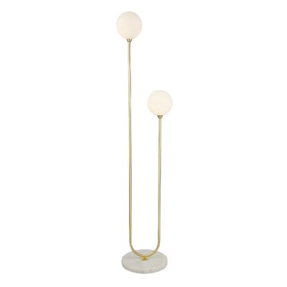 An Image of Delta Marble Floor Light - Brass & Opal