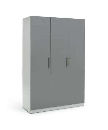 An Image of Habitat Munich 3 Door Wardrobe - Grey Gloss