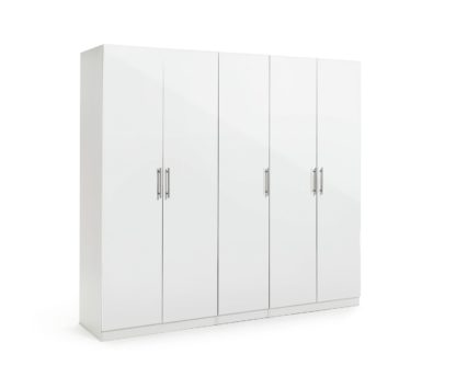 An Image of Habitat Munich 5 Door Wardrobe - White Gloss