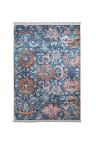 An Image of Habitat Manor House Floral Flatweave Rug - Blue - 120x170cm