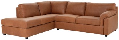 An Image of Habitat Florence Left Corner Leather Sofa - Tan