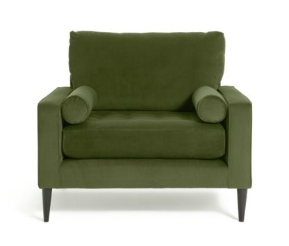 An Image of Habitat Hudson Velvet Cuddle Chair - Olive