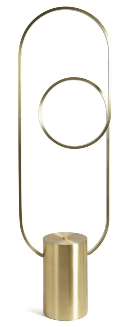 An Image of Habitat Pill LED Floor Lamp - Brushed Brass