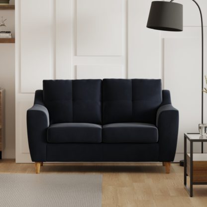 An Image of Baxter Plush Velvet 2 Seater Sofa Olive