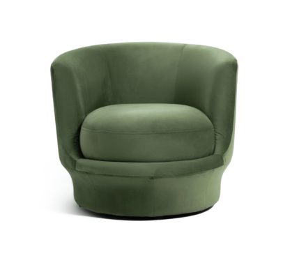 An Image of Habitat Ronda Velvet Chair - Olive Green