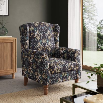 An Image of Oswald Navy Havisham Print Armchair Navy