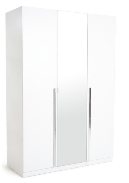 An Image of Habitat Munich 3 Door Mirror Wardrobe - White