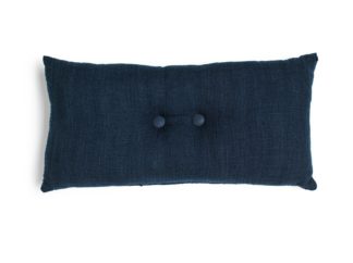 An Image of Habitat Plain Cotton Slub Button Cushion - Navy - 50x40cm