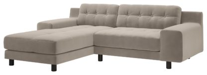 An Image of Habitat Hendricks Left Corner Velvet Chaise - Natural