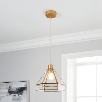 An Image of Katja 1 Light Pendant Ceiling Fitting Brushed Gold