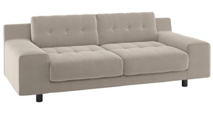 An Image of Habitat Hendricks 3 Seater Velvet Sofa - Natural