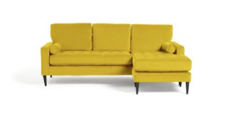 An Image of Habitat Hudson Reversible Velvet Chaise - Yellow